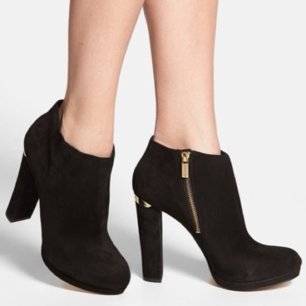 Michael Kors Haven Black Suede Ankle Boots
